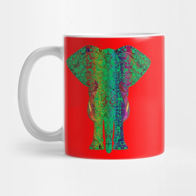 Rainbow Green Elephant on Red V.2 by Diego-t